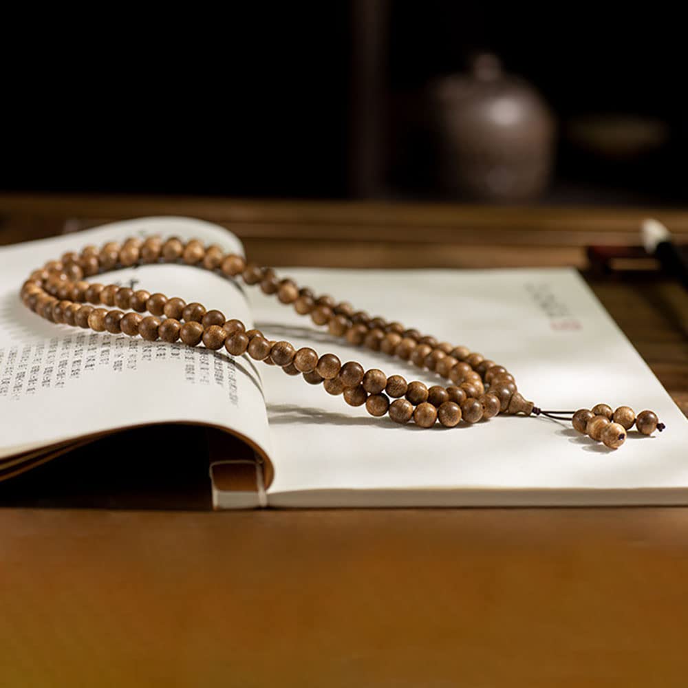 Unisex Natural 108 Sandelholzperlen Armband Mala Tibetan Buddha Agarwood Halskette für Gebetsmeditation, 8mm