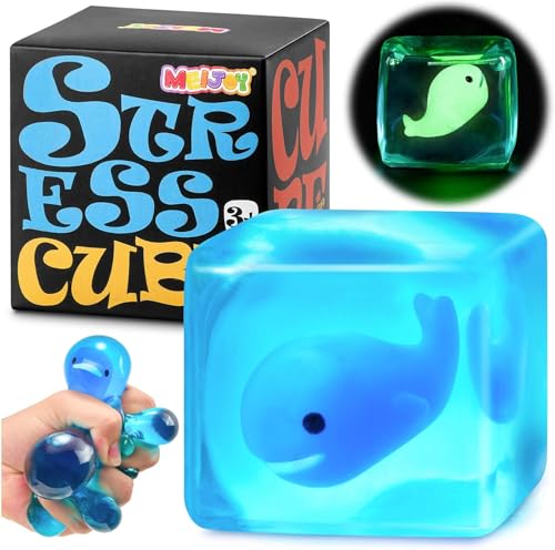 Squishy Fidget Toys Stress Cube, Glow in The Dark Sugar Sensory Toys for Kids Works on Whale - image 1