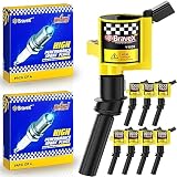 High Performance Ignition Coil Pack & Spark Plug SP479-Upgrade 15% More Energy For Ford F-150 F-250 F-350 4.6L 5.4L V8 CROWN VICTORIA EXPEDITION MUSTANG LINCOLN MERCURY Compatible &DG508 DG457 DG472