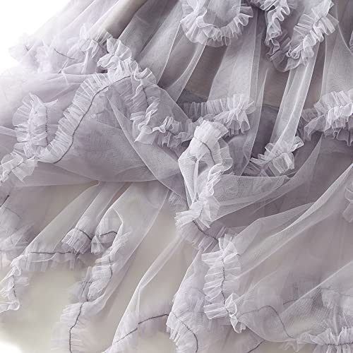 Women Layered Tulle Long Skirt High Waist Ruffle Midi Skirt Casual Cocktail Party A-Line Mesh Midi Skirt4