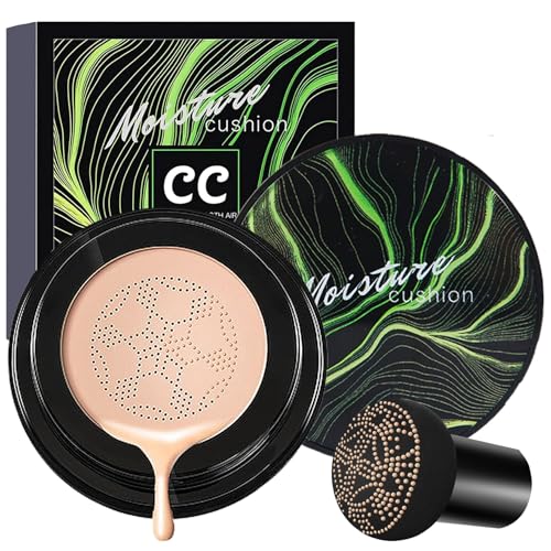 Mushroom Heads Air Cushion CC Cream,Moisturizing BB Cream,air cushion cc cream foundation,Full Coverage Long Lasting Concealer,Even Skin Tone Base Nude Makeup Foundation