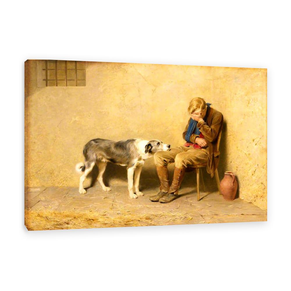 Hau3sh3a Unframed Briton Riviere Wall Art Famous Painting Reproductions Fidelity Prints On Canvas Lion Briton Riviere Artwork Wall Decor For Living Room Bedroom Home Decor 60X40cm(24X16in) Frame