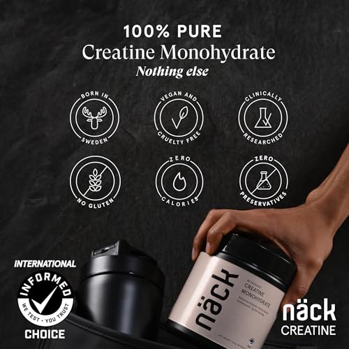 Image of Nack Micronised Creatine Monohydrate | 100% Pure | 83 Servings, Unflavoured| International Informed Choice Certified| Boosts Strength, Energy, Recovery| Rapid Absorption| Zero Sugar & Calories| 250gms