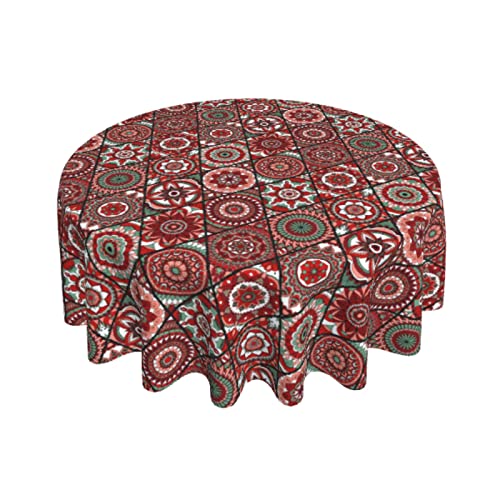 Round Tablecloth Abstract Moroccan Floral Table Cloths Waterproof Table Cover For Wedding Party Dining Holiday Banquet #TOP20