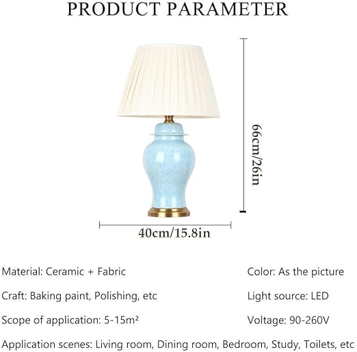 USMJQVZ USMJQVZ Yellow Glazed Ceramic Table Lamp Traditional Ginger Jar Red Bedside Lamp,26 Inches Tall Nightstand Lights with White Fabric Shade for Bedroom, Living Room photo 3