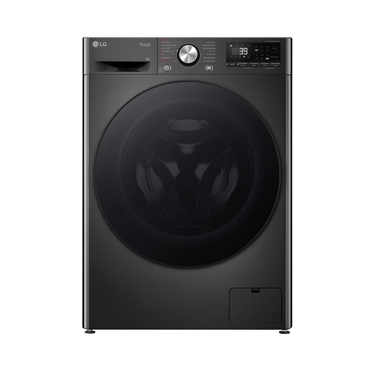 LG F2V7SLIM9B kompakte SLIM Waschmaschine (9 kg, Energieklasse A-10%, 1.200 U/Min.) mit AI Wash mit AI DD (TurboWash 360°, Allergy Care, AquaLock), Schwarz