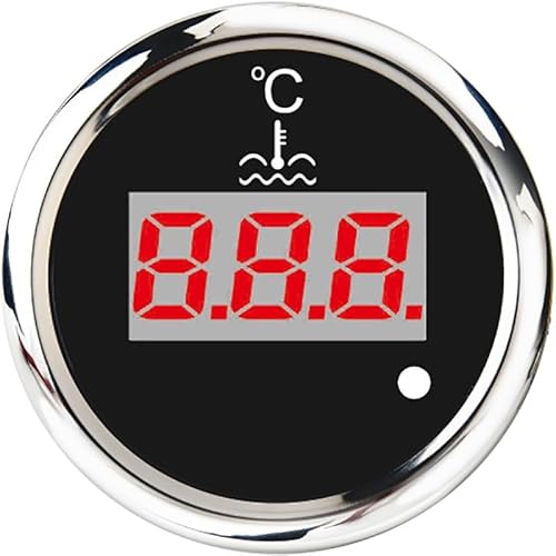 Deramg 52mm 水温計 40-120℃ 水温計 水温センサーインジケーター付き 車 ボート オートバイ トラック アクセサリー(Silicone band red)