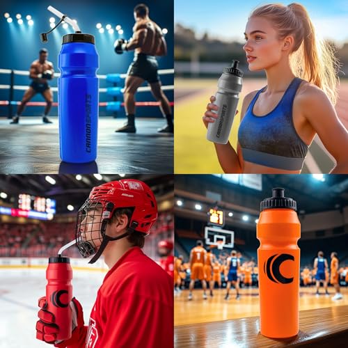 Image of Cannon Sports 1 Liter Sports Water Bottle, BPA-Free, 34 Oz Capacity, Large Mouth, 2 lids (Straw and Squeeze), Great For Helmet Sports Such As Hockey, Lacrosse, Football, Boxing (Navy)