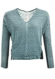khujo bluse kariert Materialmix, vorn Strick und hinten mit Blätter-Muster.
