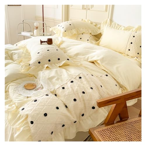 Housse de couette en coton de qualité supérieure 4 pièces motif à pois style princesse romantique