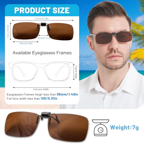 Image of OCCI CHIARI Polarized Flip-up Clip-on Sunglasses for Eyeglasses for Men and Women Outdoor /Driving UV400