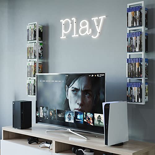Image of You Have Space White Floating Shelves for Wall, 34 Inch Video Games, CD, DVD Storage Shelves, Metal Cube Storage Shelf Set of 2