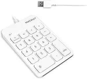 Macally USB Numeric Keypad | Wired Number Pad | External Number Pad for Laptop Computer Desk PC Mac (Perfect for Data Entry) 10 Key USB Keypad
