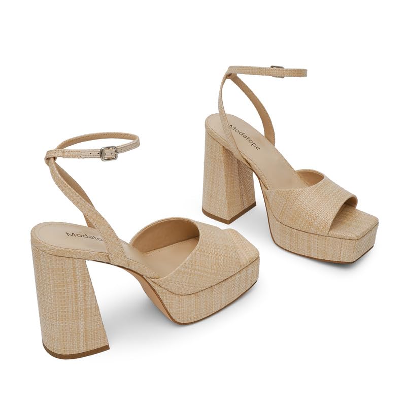 Modatope Platform Heels for Women Platform Sandals Womens Chunky Heel Open Toe Pumps Ankle Strap Womens Wedding Party Pumps Shoes3
