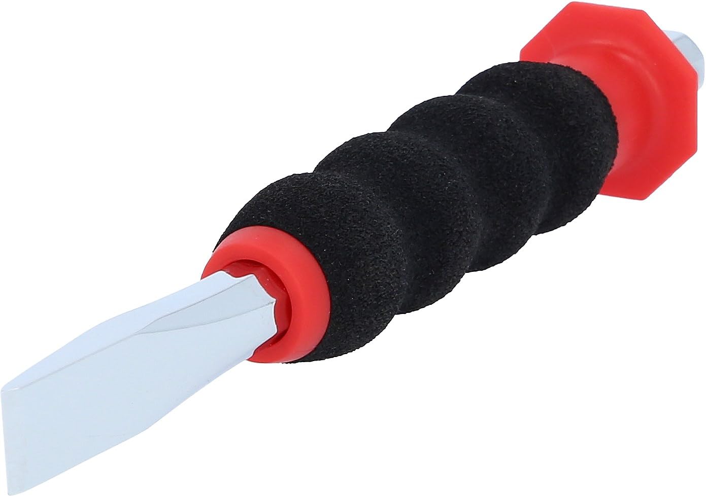 KS Tools 156.0252 Flat Chisel with Hand Guard Grip, Octagonal 12 mm, Multi-Coloured, Multicoloured