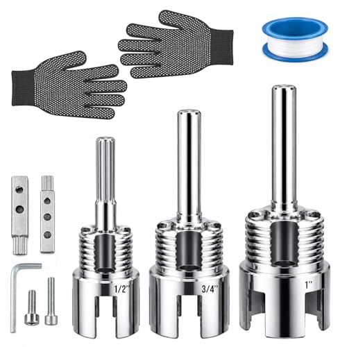 4 in 1 Water Pipe Wrench Pipe Tapping and Threading Tool 1/2 3/4 1 PVC Pipe Threader Kit Integrated Internal & External Pipe Threading Tool for All Electric Drills Ideal for home maintenance