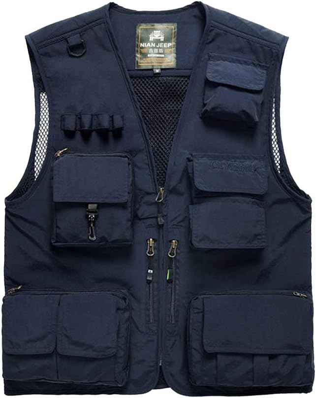 Multi-Pocket Utility Vest Waistcoat Gilet Mesh Breathable Outdoor Photography Fishing for Men