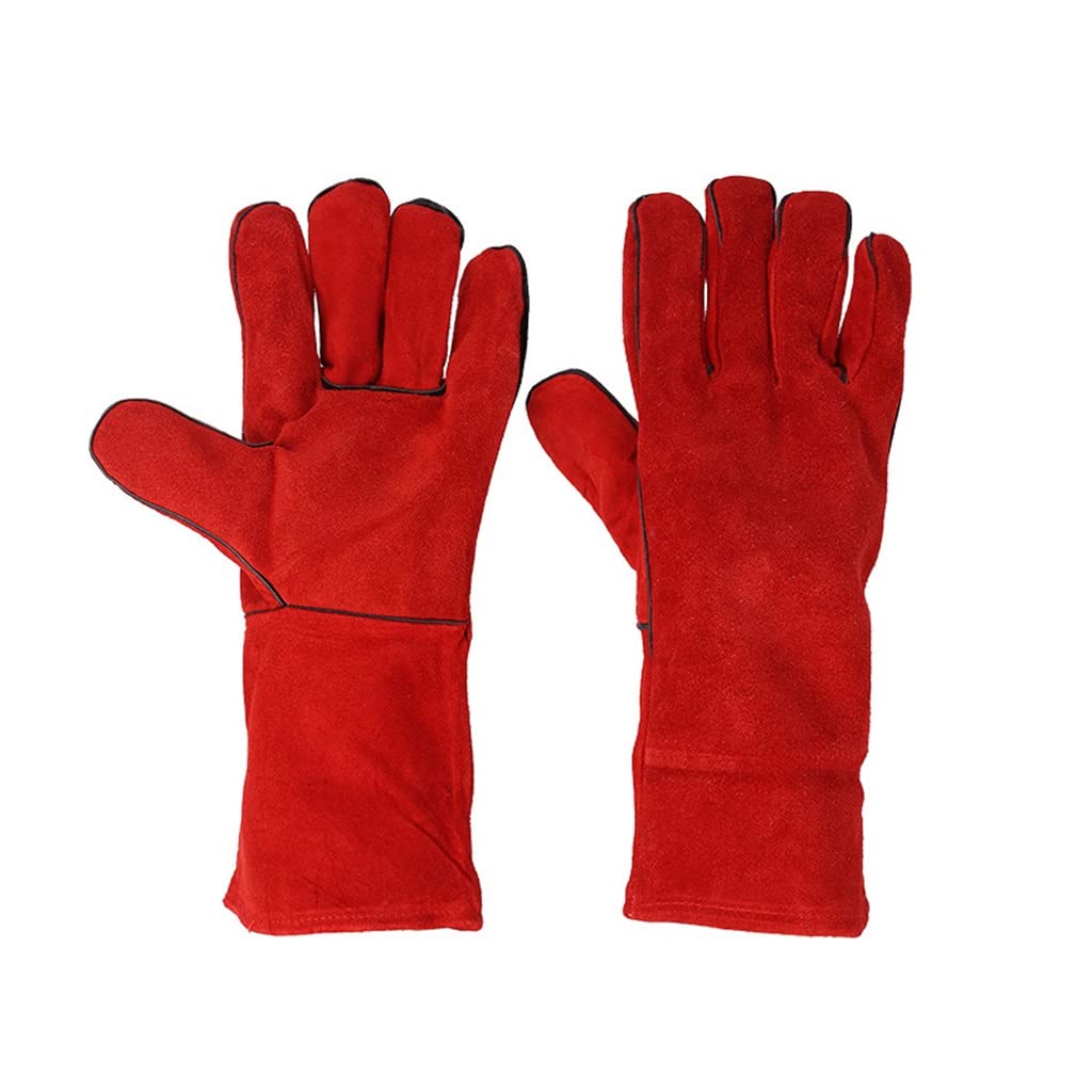 1 Pair 35cm Long Red Welding Protective Gloves Stitching Soldering Supplies Accessories