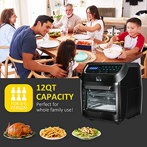 Homcom 12 Qt Air Fry Oven, 8 In 1 Countertop Oven Combo With Air Fry, Roast, Broil, Bake And Dehydrate, 1700W With Accessories And Led Display, Black #TOP4