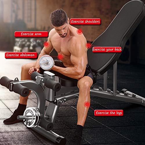 Adjustable Weight Bench Press,Leg Extension Flat/Incline/Decline Utility Bench Press 12 Ways to Exercise for Home Gym Easy to Assemble，Men Women Kids（Maximum Load：300lb）