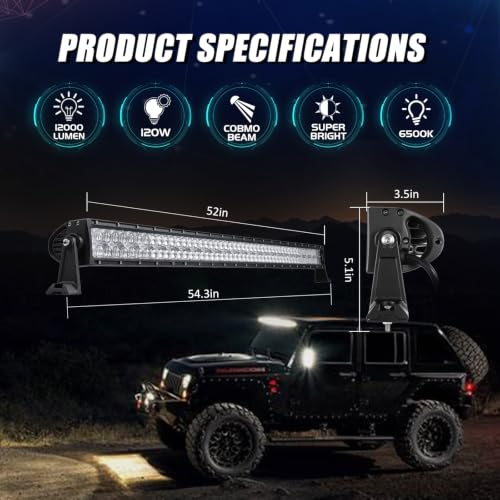 Image of Auxbeam LED 52 inch Lights Bar Bright 300W 5D Off Road Driving Waterproof Lamp