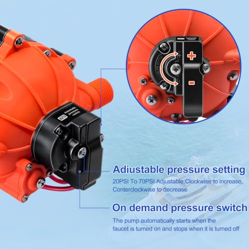 Image of 12V Sprayer Pump,Fresh Water Pump,7.0GPM,75PSI 5 Chamber Self-Priming Diaphragm Pump,Ideal for Agricultural Spraying,RV,Marine,Yacht Sprayer and Pressure Washing-1 /2 MNPT Connection