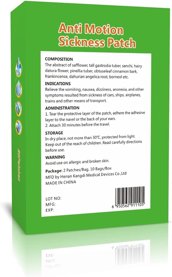 ifory Motion Sickness Patch Sticker for Cruise/Plane/Train/Bus, Seasick Patches Anti Nausea Patches Behind Ear, Sea Sickness Patches with Waterproof and Non Drowsy (10 Count (Pack of 1)) : Health & Household