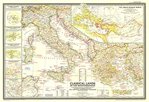 Image of National Geographic: Classical Lands of the Mediterranean 1949 - Historic Wall Map Series - 31.75 x 21.75 inches - Paper Rolled