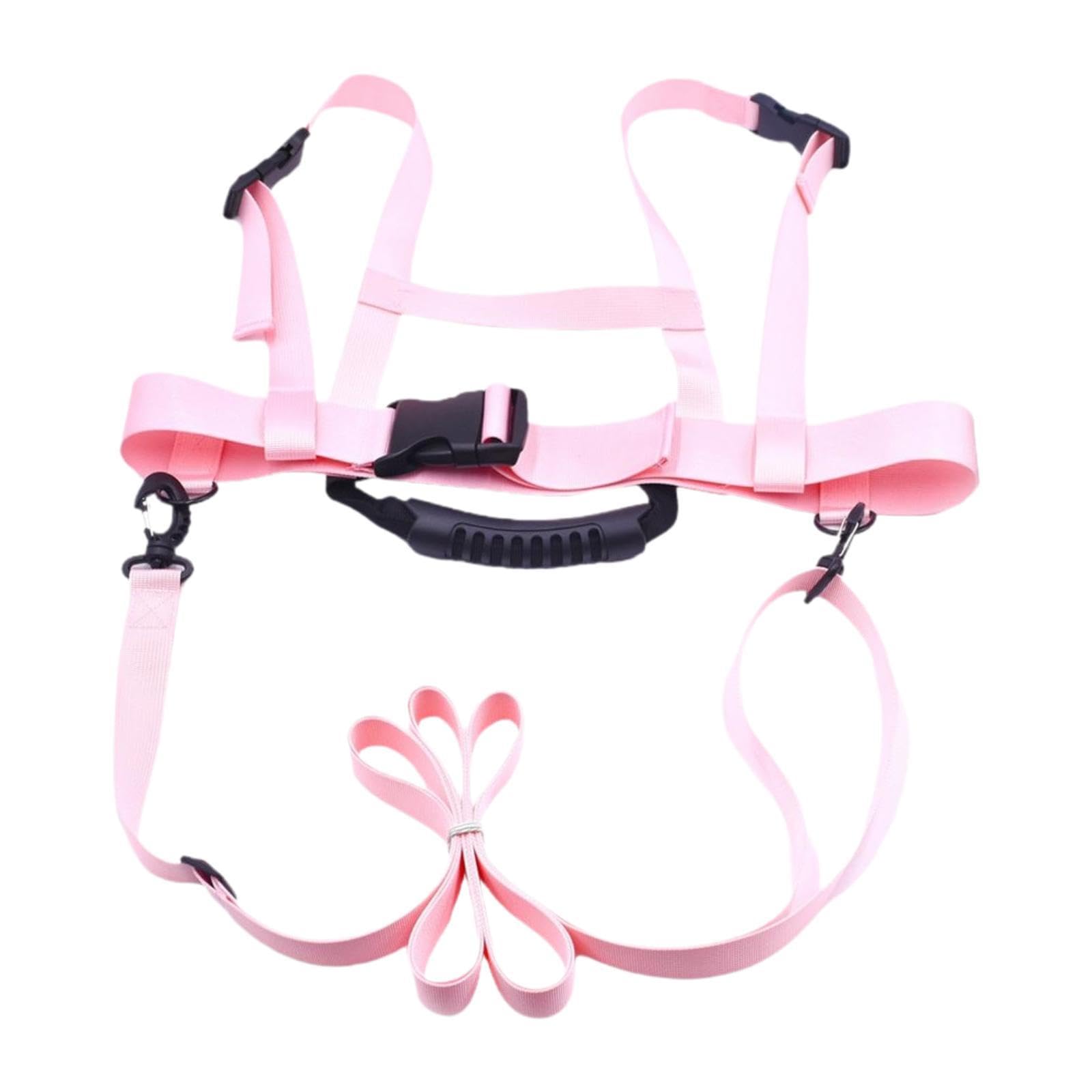 Vaveren Kids Ski Snowboard Harness Halter with Handle Skiing Harness Adjustable Shoulder Strap for Skateboarding Skating Fundamental, Pink