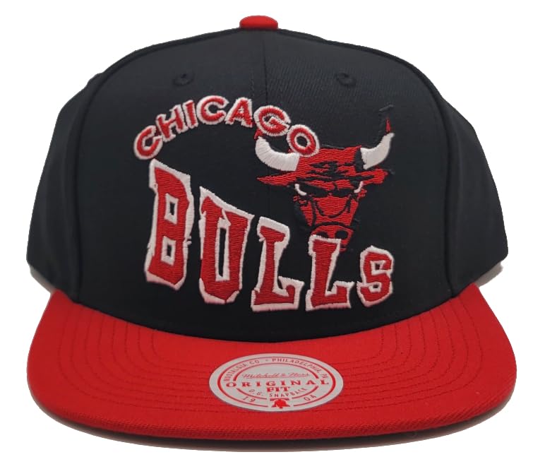 Mitchell & Ness Chicago Bulls Gorra Snapback Negra y Roja miniatura 3