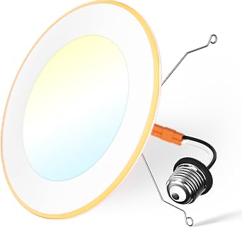 FREELICHT 1 Pack 5/6 Inch 5CCT LED Recessed Lighting with Night Light | 2700K/3000K/4000K/5000K/6000K Selectable,Dimmable Retrofit Flat Can Lights, 1000LM ,10W=110W, IC & Damp Rated, ETL & FCC
