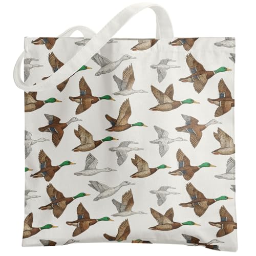 YRDBGHZDF Mallard Duck Tote Bag, Duck Lover Gifts Canvas Tote Bags for Women, Rustic Farmhouse Wild Animal Ducks Reusable Grocery Shopping Bag