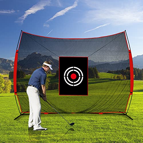 Kapler Golf Practice Hitting Net : 12x10ft Large Portable Backyard Driving Range with Target - Heavy Duty 3mm Mesh Trainer for Indoor Outdoor Swing Chipping
