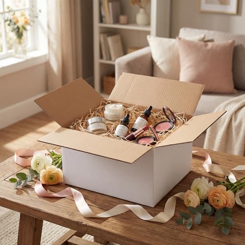 Image of RLAVBL 8x6x4 Shipping Boxes Set of 40, White Corrugated Cardboard Box for Packing, Mailing, Business