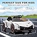 Kids Ride On Car, ElectraSpeedy Licensed Lamborghini Veneno 12V7Ah Battery-Powered Electric Vehicle w/Parent Remote, Rocking Mode, 3 Speeds, LED Light, Music, & Horn, Ride on Toy for Boys Girls, White