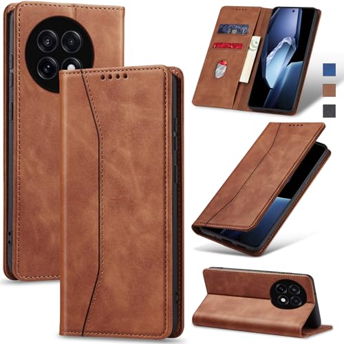Image of Jasonyu Flip Wallet Case for OnePlus 13R,Brown