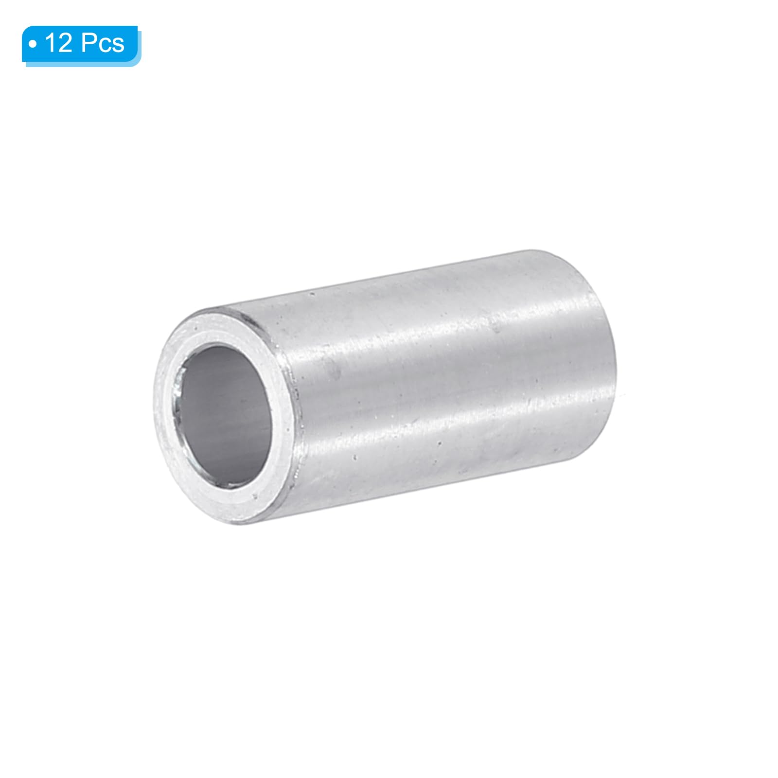 PATIKIL M6 Aluminum Spacers, 12pcs 1/4" x 3/8" Round Metal Spacers for 1/4 or M6 Screw Bolts, Unthreaded Standoff Bushing 1"L - Image 3