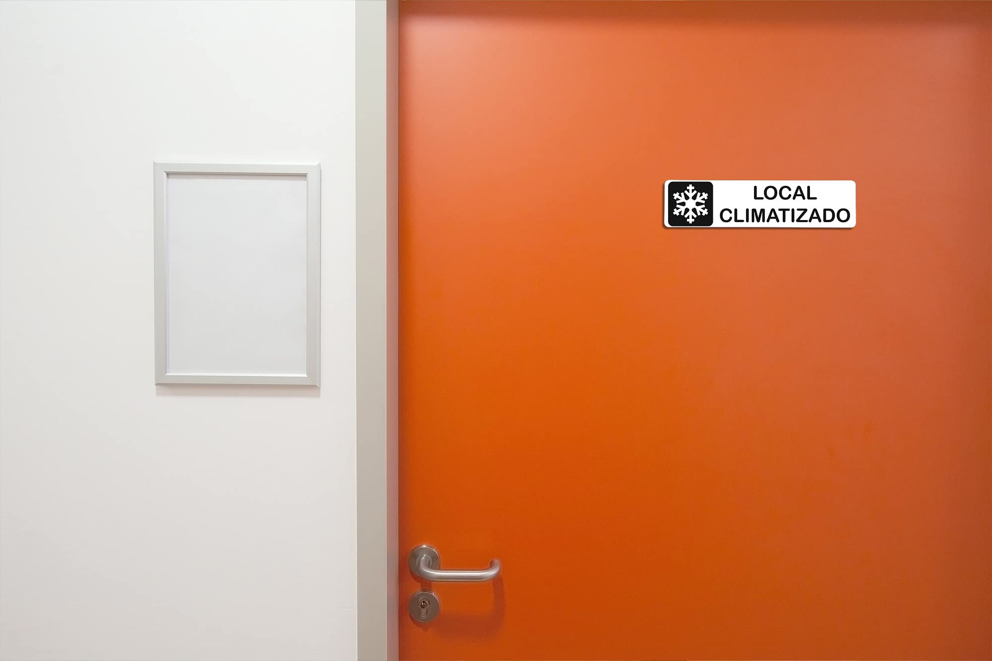 Adhesivo de Vinilo LOCAL CLIMATIZADO | Pegatina puerta de VINILO | Señal informativa | Cartel Puerta 200x50mm (2)