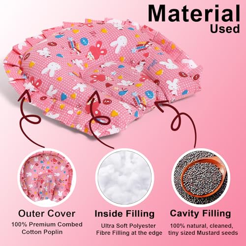 Image of Rai Mustard Seed Head Shaping Pillow for Newborn Baby, Neck Support Takiya| 100% Cotton Cover, Mustard Seed Filling | Prevents Flat Head | 0-12Months (Printed)