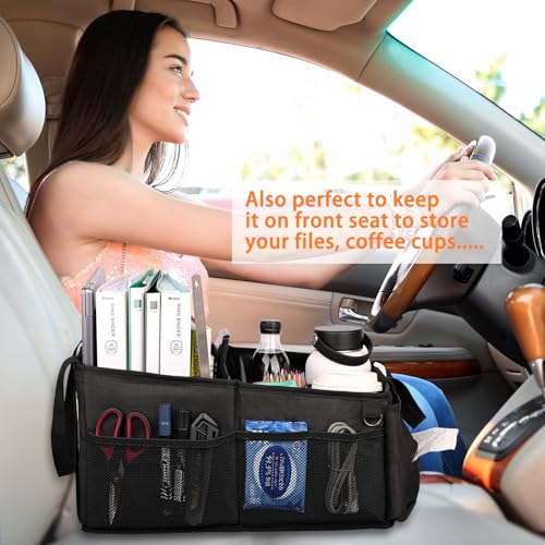 Image of HEYSKAY Car Seat Organizer-Passenger Seat Organizer, Collapsible Small Car Seat Organizer for Console Front /Back, Car Seat Caddy Organizer with 4pc Drink Holders Automotive Backseat Organizer for Kids