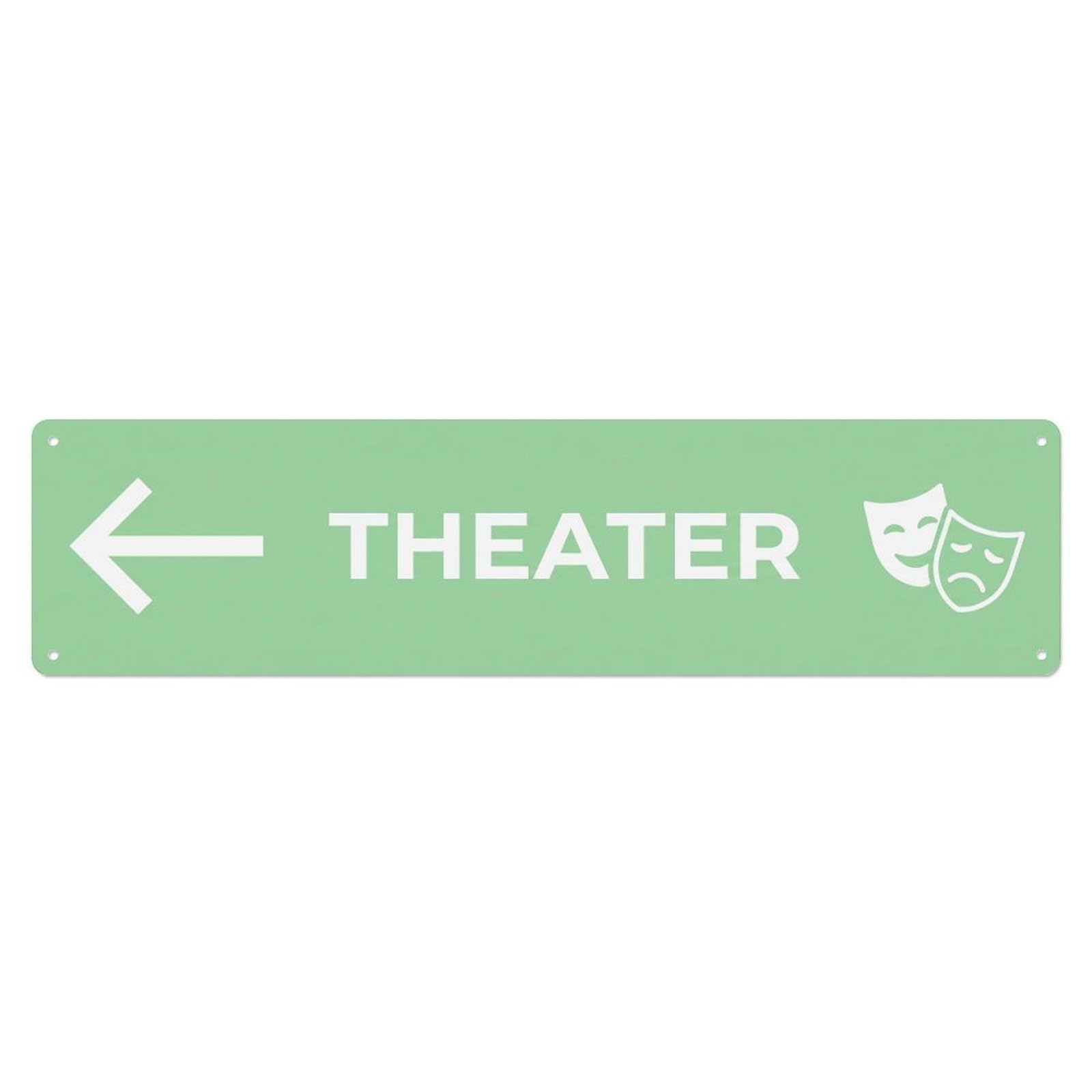 Olhnbad 4X16inch(10X40cm) Theater Sign Celadon White Left Metal Tin Sign