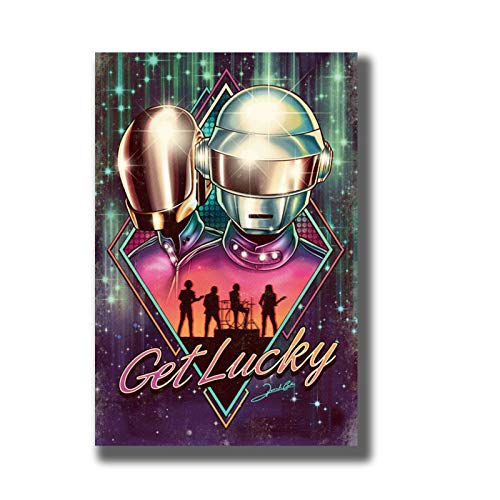 linshel Affiches et Impressions Nouveau Daft Punk Get Lucky Rap Hip Hop Musique Art Affiche Toile Peinture Décor À La Maison-50x70 cm Pas de Cadre