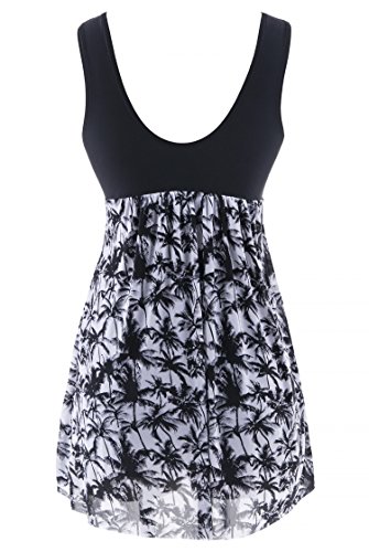 wantdo Women's Plus Size Swimdress Flower Printed Swimwear Cover Up Swimsuits with Skirt2