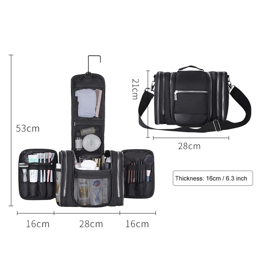 Neceser para Colgar en Estante, Organizador de cosméticos de Viaje, Bolsa de baño para Ducha, para Hombres y Mujeres, se Puede Llevar en la Mano/Hombro (Color: Negro, tamaño: 28 *