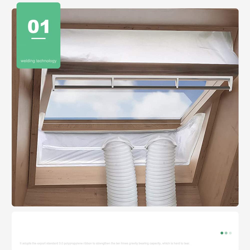Kit di guarnizioni centrali per finestre da tetto portatili AC e asciugatrici Hot Air Stop Air Exchan Guards Zip & Hook Tape Fits Single Double Hose 230 cm di lunghezza