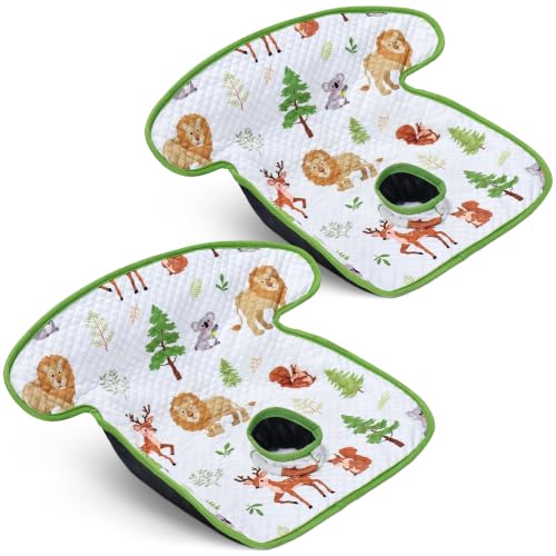 Image of COOLBEBE Car Seat Protector for Potty Training, 2 Pack Dry Waterproof Car Seat Liner Toilet Training, Piddle Pads Cover Car Seat Pad for Strollers & Carseat (White Zoo, 2PC)
