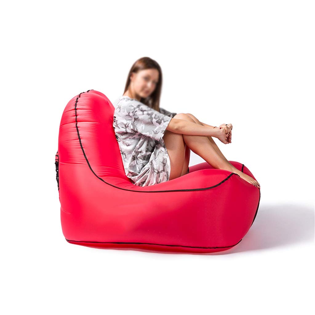MAGO Lazy Sofa - Inflatable Indoor Or Outdoor Couch Single Air Sleeping Bed，Portable Inflatable Sofa for Camping, Hiking, Swimming Pool, Beach, and Travelling (Color : Red)