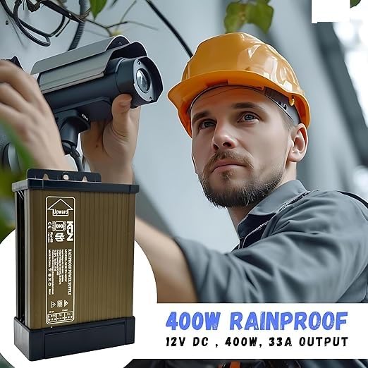 Image of Ansh Enterprise 12VDC Output SMPS, 400W 33.3Amps RAIN Proof SMPS, Input 180-264V AC | IP43 Waterproof, DC Switching Switch for Power Supply Strip, LED Panels, CCTV Made in India (Pack of 1)