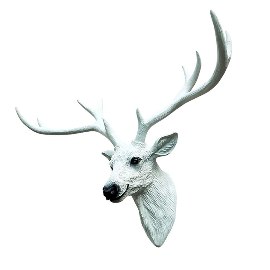 Sculpture tête de cerf blanche tenture murale salon simulation tête animal résine M