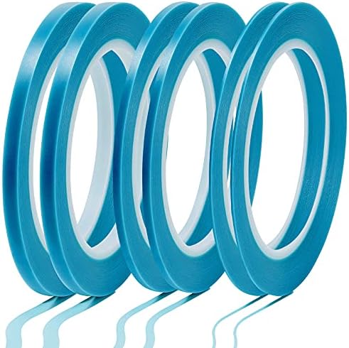Nezyo 6 Pieces Vinyl Pinstripe Tape Masking Tape Blue Painters Tape High Temperature Low Tack Automotive Car Paint, 1/16 Inch, 1/8 Inch, 1/4 Inch for Easy Removal Trim Thin Finishing Masking